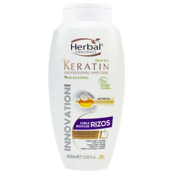 ماسک مو کراتین فوری موهای فر هربال مدل Curls Boucles(RIZOS)حجم 400میل Herbal Keratin Hair Mask for Curly Hair Model Curls Boucles (RIZOS) Volume 400ml — تصویر ۷