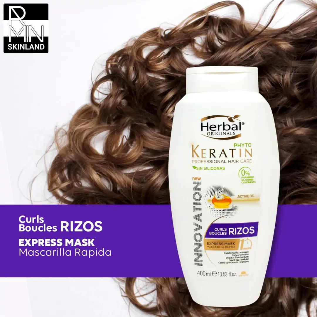 ماسک مو کراتین فوری موهای فر هربال مدل Curls Boucles(RIZOS)حجم 400میل Herbal Keratin Hair Mask for Curly Hair Model Curls Boucles (RIZOS) Volume 400ml — تصویر ۶