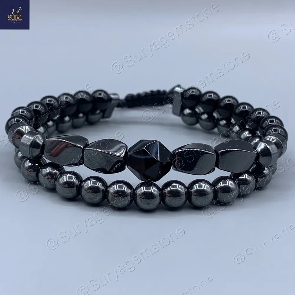 دستبند سنگی مردانه ، سنگ عقیق اصل و معدنی و حدید Iron Hand 7