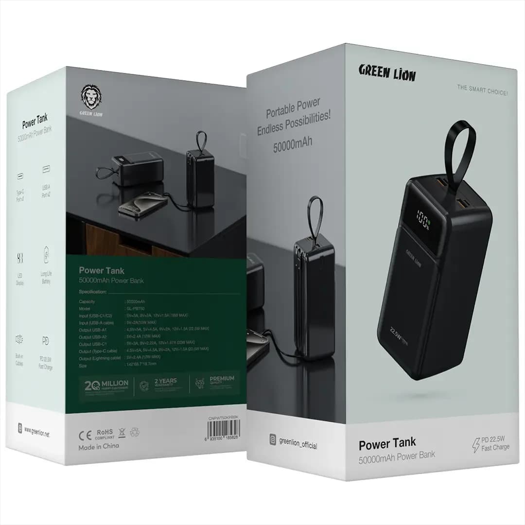 پاور بانک گرین لاین مدل Power Tank ظرفیت 50000 میلی آمپر ساعت — تصویر ۵
