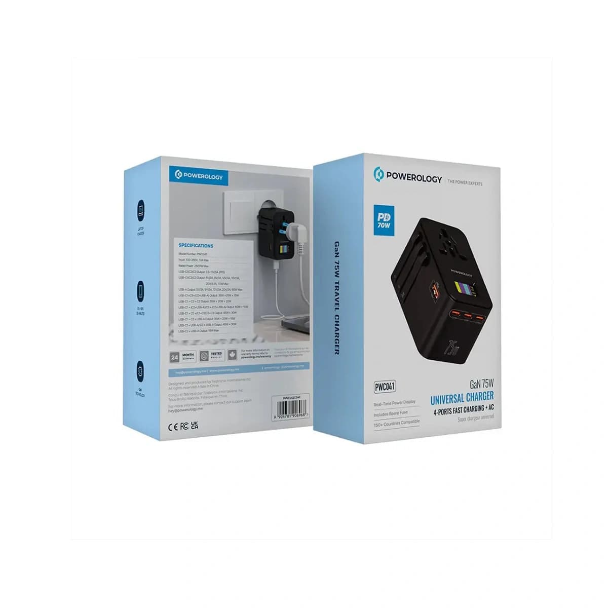 شارژر و آداپتور مسافرتی ۷۵ وات پاورولوژی مدل PWCUQC041 — تصویر ۵