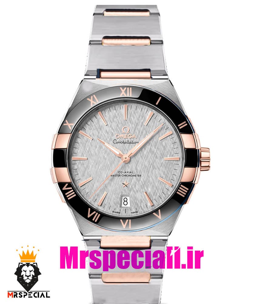 ساعت امگا مردانه مدل کانسلیشن دو رنگ رزگلد صفحه سفید OMEGA Constllation Co-Axial 021446
