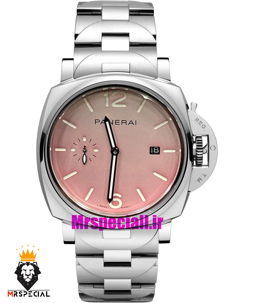ساعت پنرای مردانه اتوماتیک بند استیل صفحه صورتی 021428 Panerai Luminor Due Pastello — تصویر ۷