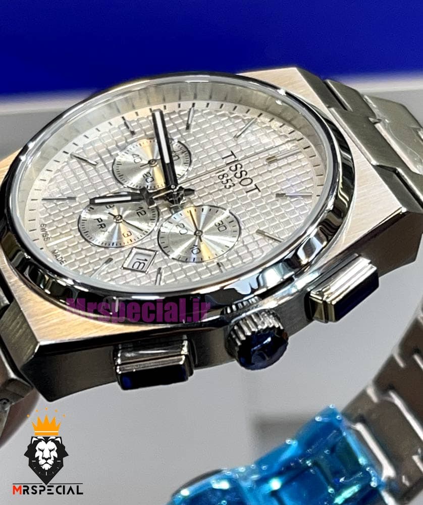 ساعت تیسوت مردانه مدل پی ار ایکس استیل کرنوگراف صفحه سفید 021398 TISSOT PRX — تصویر ۱۰