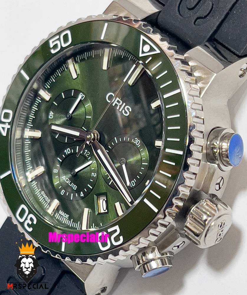 ساعت اوریس مردانه کرنوگراف بند رابر صفحه سبز یشمی 021296 ORIS WATCH — تصویر ۱۱