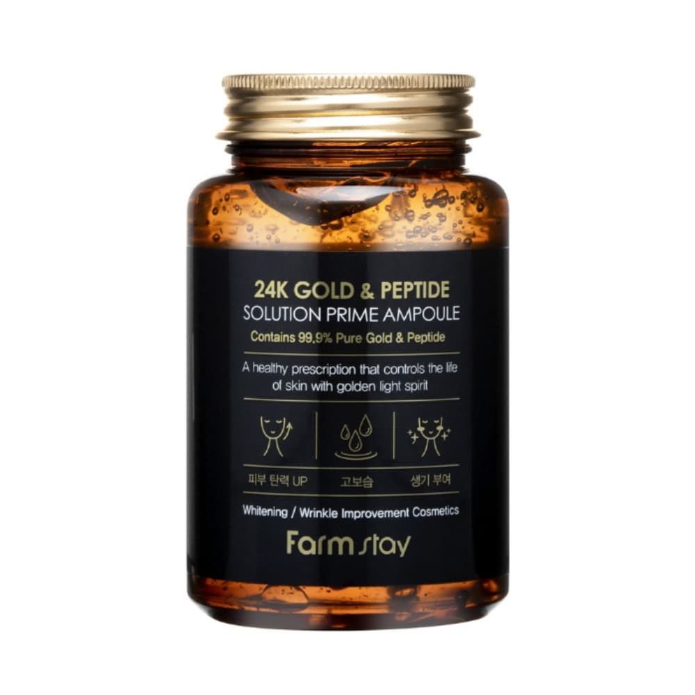آمپول ژل آبرسان ضدچروک و جوانساز قوی پپتاید و طلا فارم استی Farm Stay 24k Gold & Peptide Solution Prime Ampoule — تصویر ۸