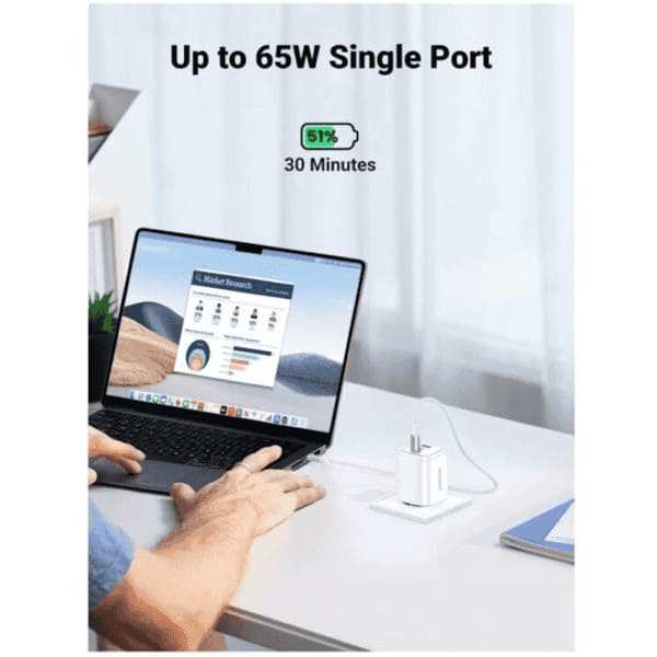 شارژر دیواری 65 وات با دو پورت USB-C و یک پورت USB-A یوگرین مدل CD306 — تصویر ۷