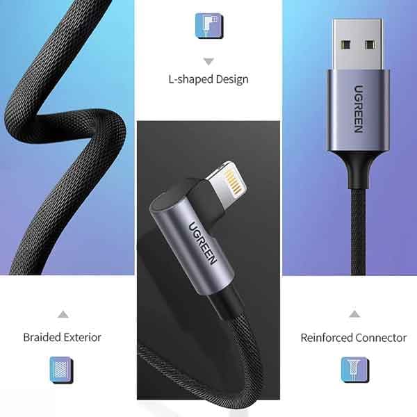 کابل شارژ و دیتا 2.4 آمپر Lightning به USB 2.0 یوگرین مدل US299 — تصویر ۷