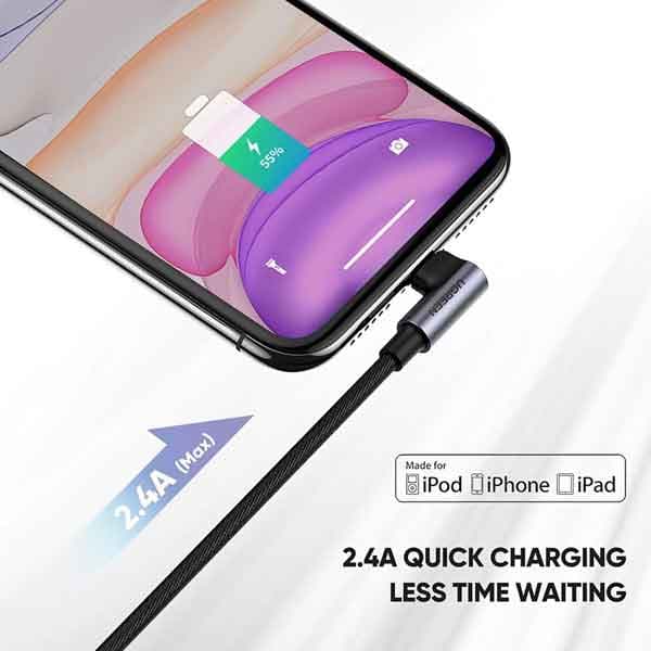 کابل شارژ و دیتا 2.4 آمپر Lightning به USB 2.0 یوگرین مدل US299 — تصویر ۵