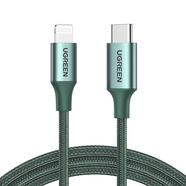 کابل شارژ و دیتا 3 آمپر لایتنینگ به USB-C 2.0 Male یوگرین مدل US304 — تصویر ۳
