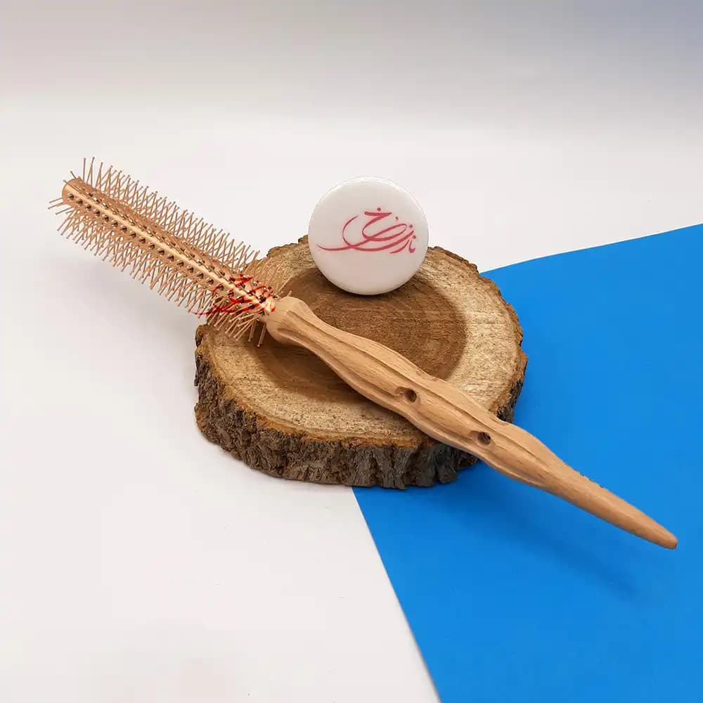 برس گرد دسته چوبی حرفه ای