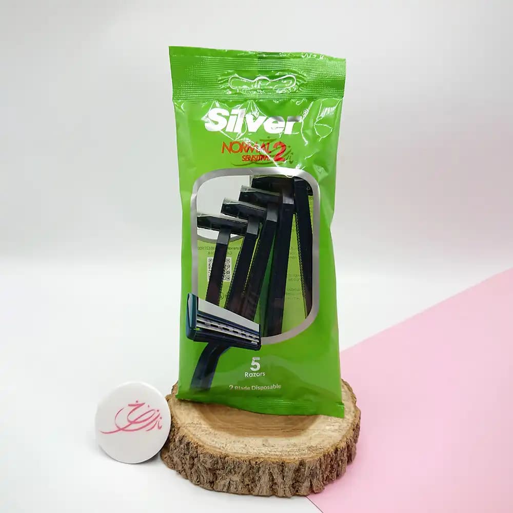 خود تراش 2 لبه سیلور Silver مدل نرمال NORMAL 2 SENSITIVE بسته 5 عددی