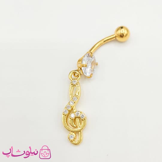 پیرسینگ ناف آویزدار طرح کلید سل طلایی