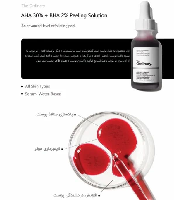 سرم پیلینگ AHA + BHA 2% اوردینری اصل 30 میل — تصویر ۹