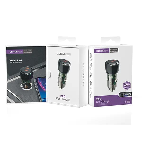 شارژر فندکی PD و فست دو پورت UltraSUR 60Wمدل U-B3 – مشکی — تصویر ۷