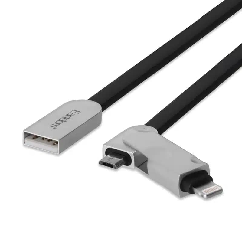 کابل تبدیل USB به لایتنینگ و microUSB ارلدام مدل ET-ZA015 به طول 1 متر