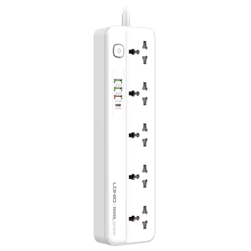 چند راهی 5 خانه برق ارت دار الدینیو SC5415 با کابل 2 متری + شارژر USB و Type-C — تصویر ۲