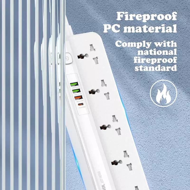 چند راهی 5 خانه برق ارت دار الدینیو SC5415 با کابل 2 متری + شارژر USB و Type-C — تصویر ۷