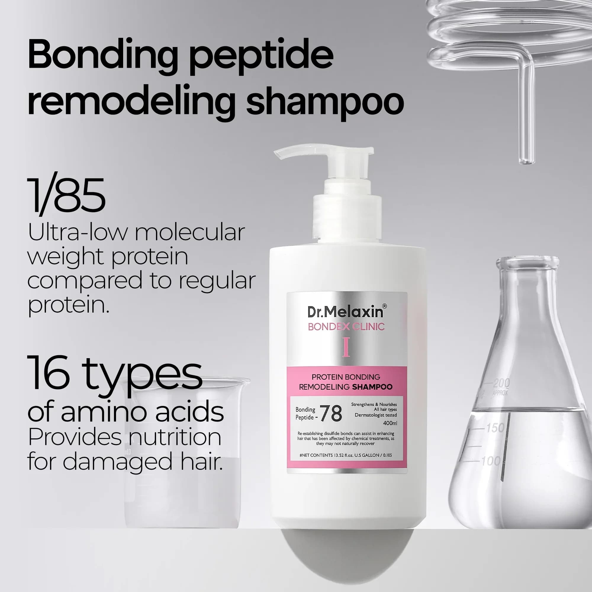 شامپو ترمیم کننده و تقویت کننده دکتر ملاکسین Dr.Melaxin مدل Bondex Protein Bonding Remodeling Shampoo حجم 400 میل — تصویر ۱۲