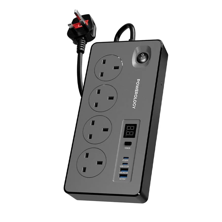 چندراهی برق هوشمند تایمر دار پاورولوژی Powerology 4AC 2990W Power Strip PD 20W PWC045 — تصویر ۸