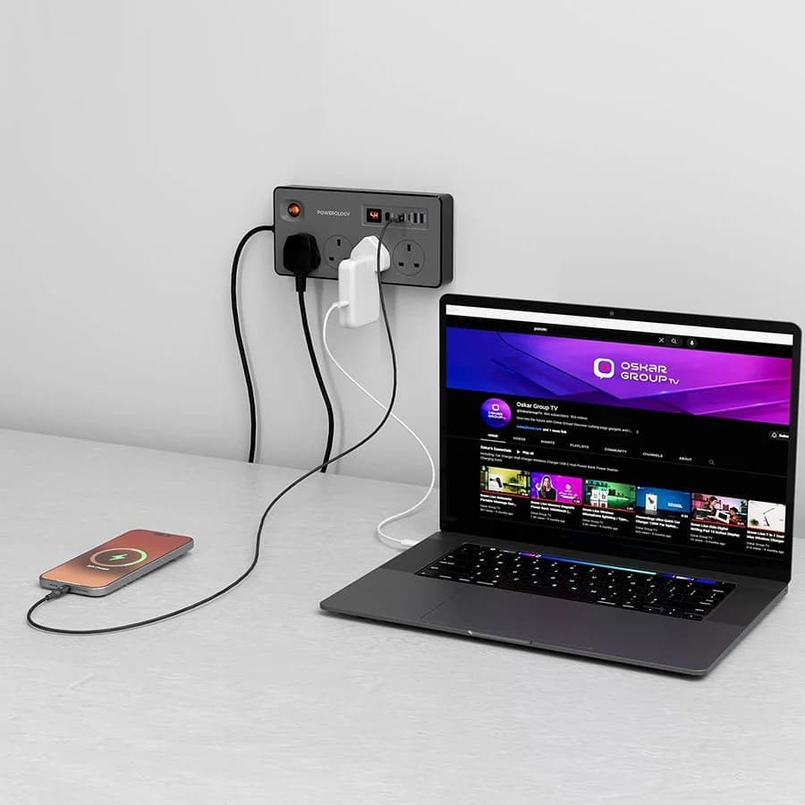 چندراهی برق هوشمند تایمر دار پاورولوژی Powerology 4AC 2990W Power Strip PD 20W PWC045 — تصویر ۴