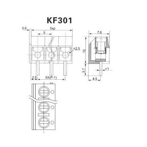 ترمینال پیچی مدل KF301-2Pin -آبی بسته 5 تایی — تصویر ۵