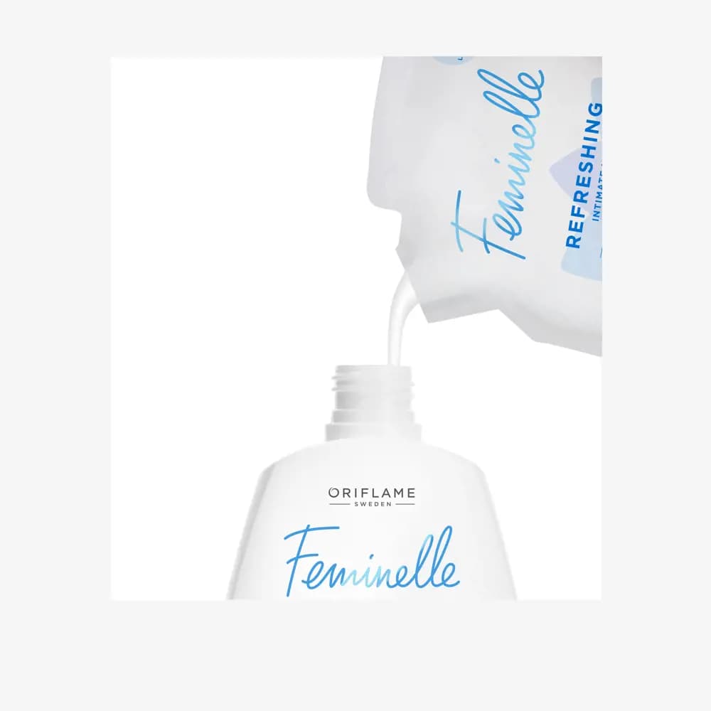 پک ژل شستوشوی واژینال ریفیل فمینله با عصاره بلک کارنت اوریفلیم Feminelle Blackcurrant Refreshing Intimate Wash Refill — تصویر ۱۰