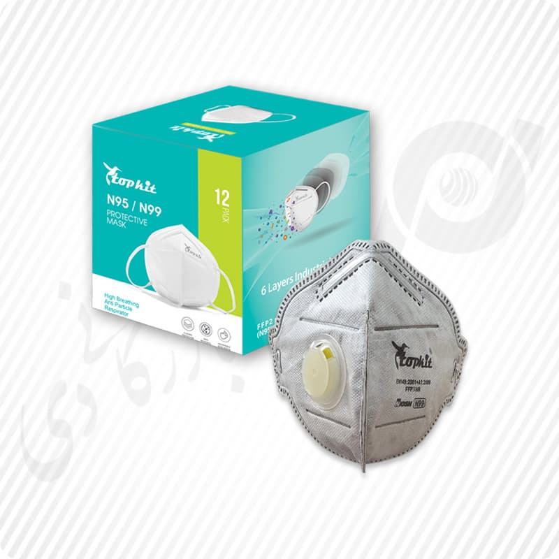 ماسک N99 تاپ کیت سوپاپدار – بسته 12 عددی