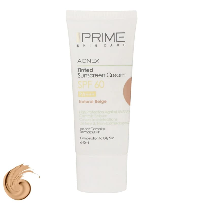 کرم ضدآفتاب رنگی پرایم مدل Acnex Beige SPF60، مناسب پوستهای چرب، حجم 40 میلیلیتر — تصویر ۱۲