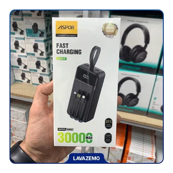 پاوربانک ASPOR مدل A317 ظرفیت 30000 میلیآمپر — تصویر ۴