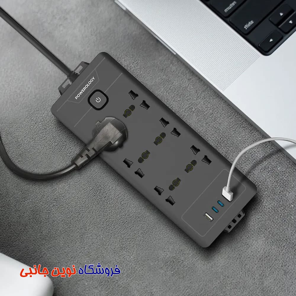 سیار چند راهی پاورولوژی مدل PWC034 ا Powerology PWCUQC034 6AC 2500W Power Strip (تک/عمده) — تصویر ۳