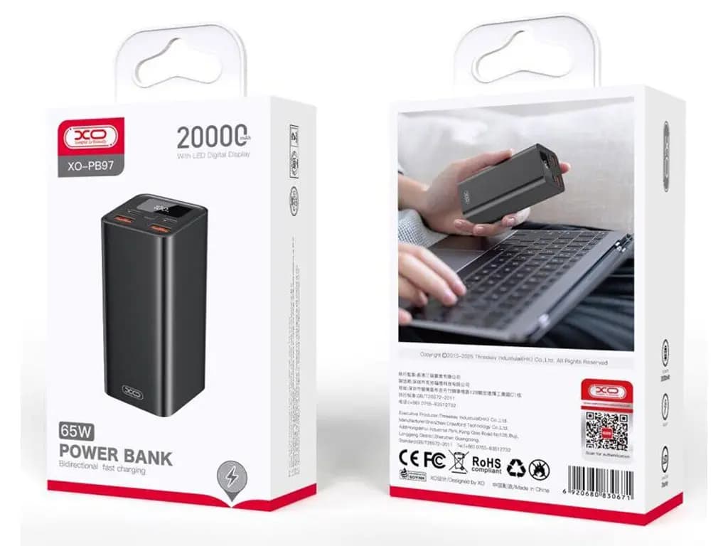 پاوربانک 65 وات ایکس او PB97 با ظرفیت 20000 میلی آمپر ساعت — تصویر ۱۲