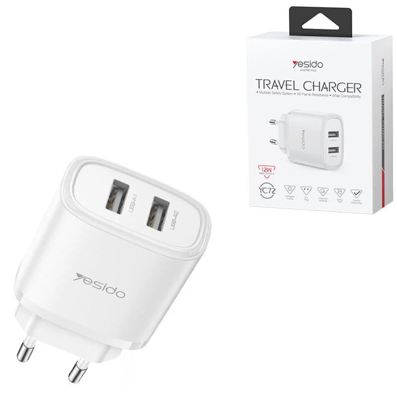 شارژر دیواری 12 وات یسیدو YC72 2.4A — تصویر ۲