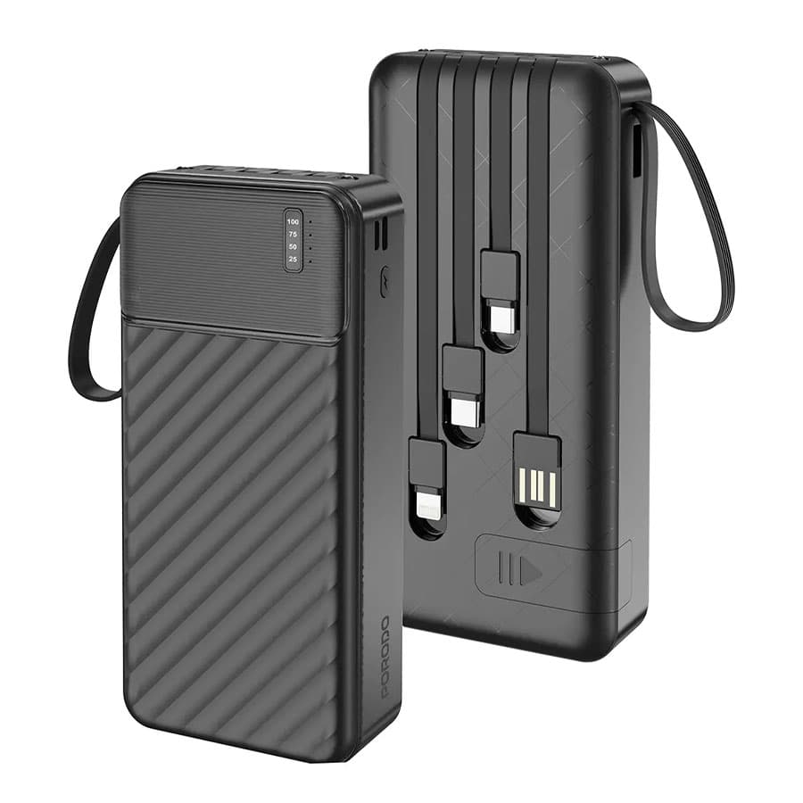 پاوربانک 20000 میلی آمپر پرودو با کابل متصل Porodo Piano 20000mAh Power Bank with Integrated Cables