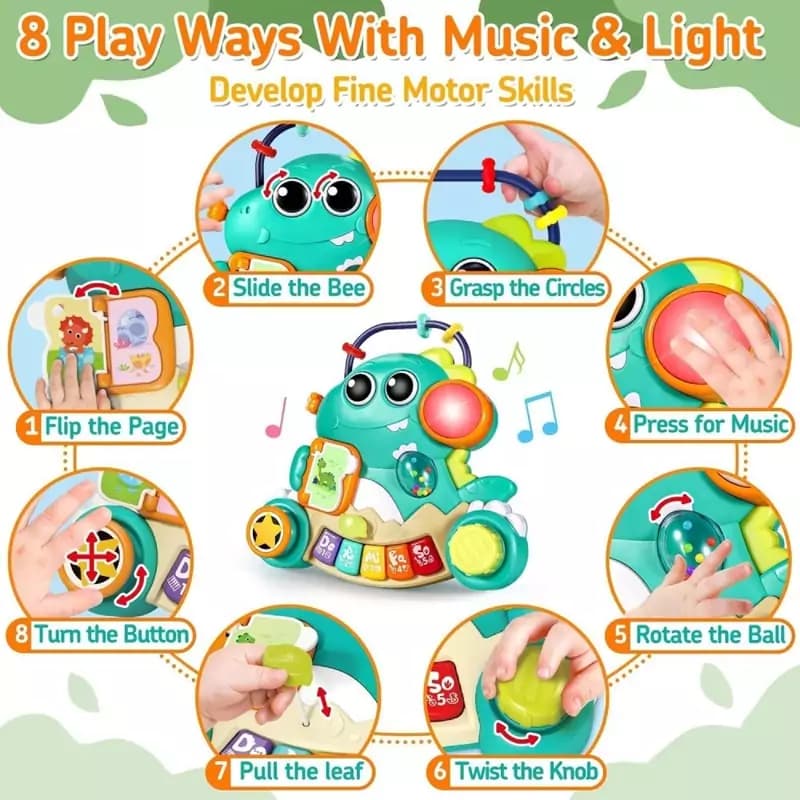 دایناسور دو کاره پیانو و جغجغه هولی تویز مدل Hola Toys HE8976 — تصویر ۱۱