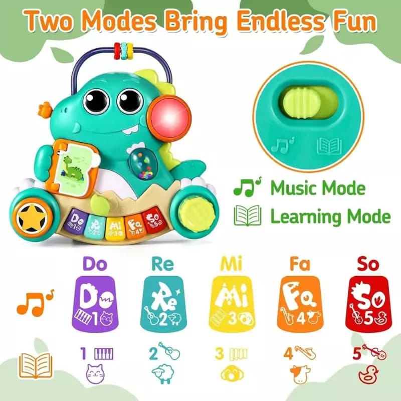 دایناسور دو کاره پیانو و جغجغه هولی تویز مدل Hola Toys HE8976 — تصویر ۴