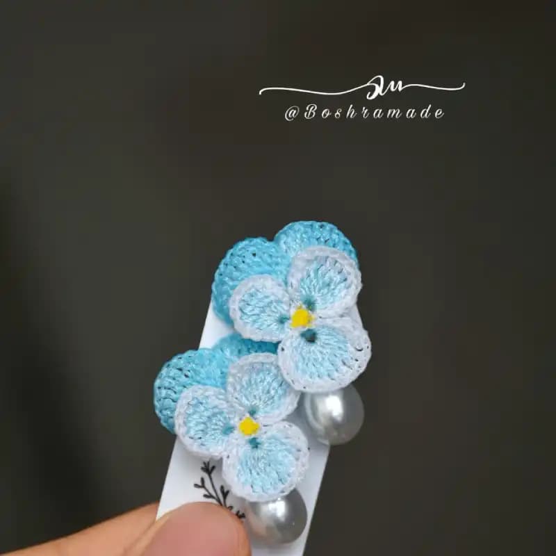 گوشواره گل بنفشه آبی کد A52 — تصویر ۹