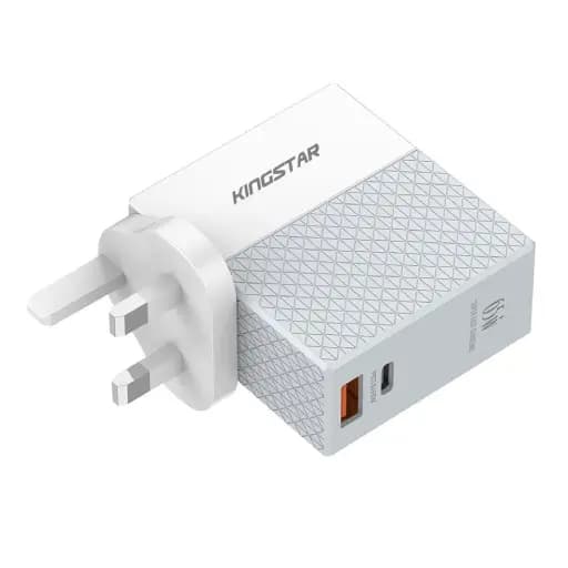 شارژر کینگ استار KINGSTAR-KW295/سفید و طوسی — تصویر ۴
