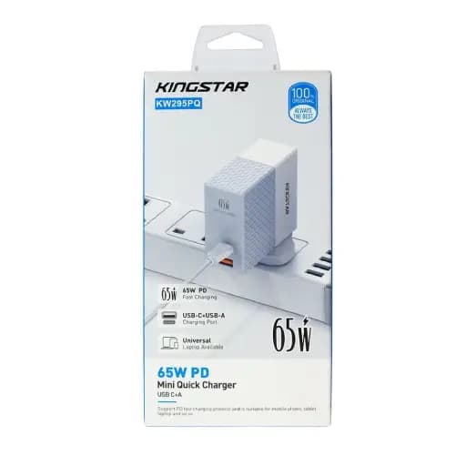 شارژر کینگ استار KINGSTAR-KW295/سفید و طوسی — تصویر ۳
