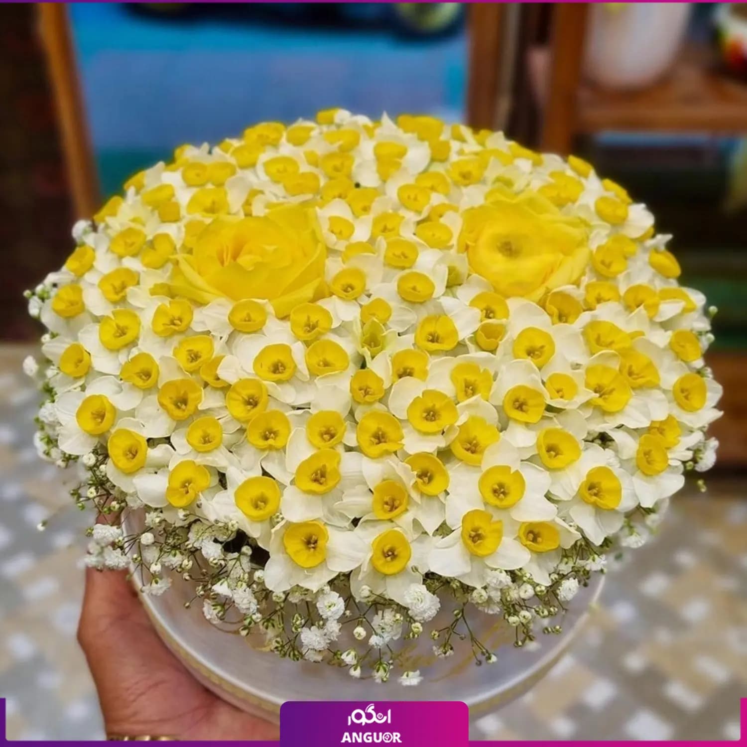 باکس گل نرگس و رز زرد — تصویر ۳