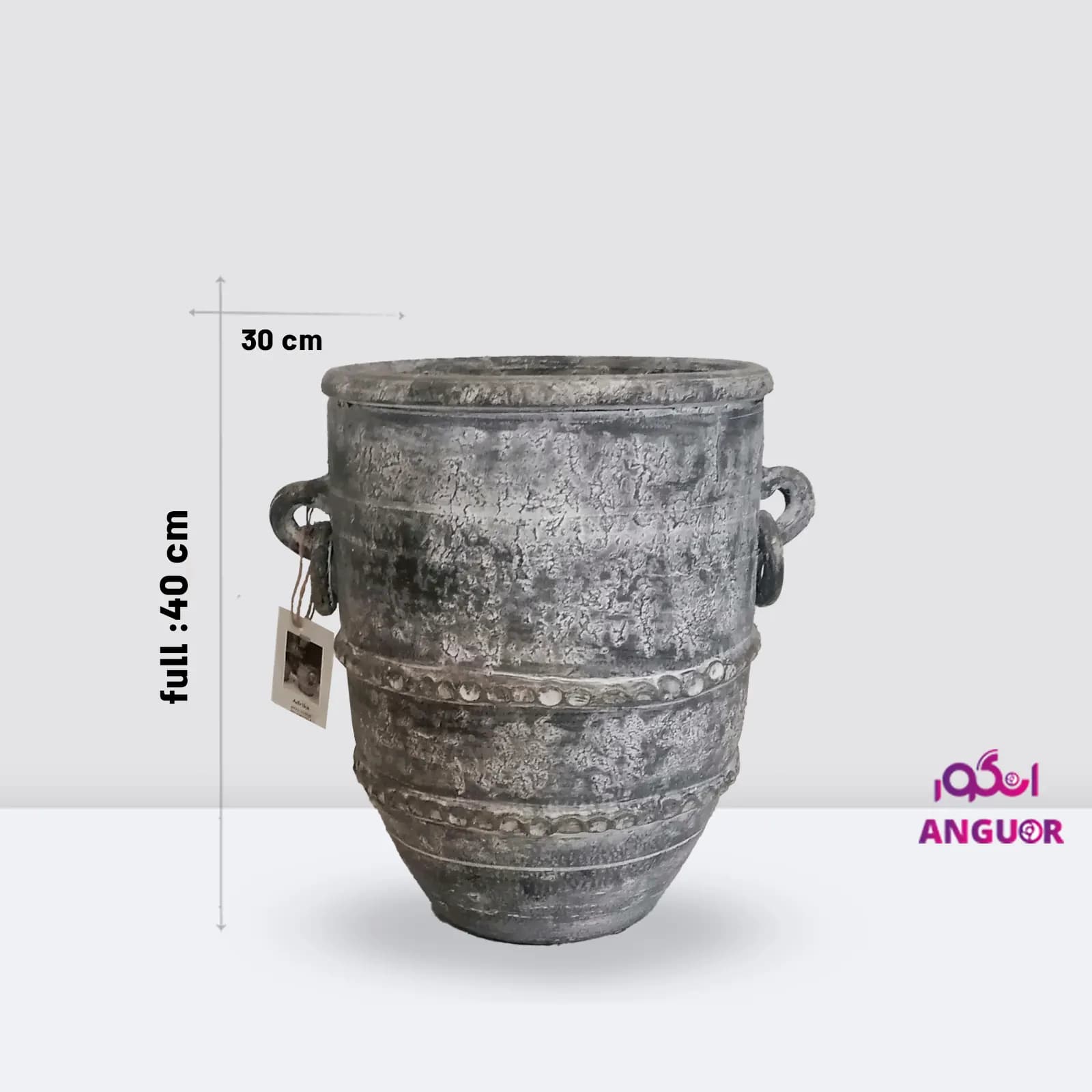 گلدان سفالی ساده طوسی — تصویر ۳