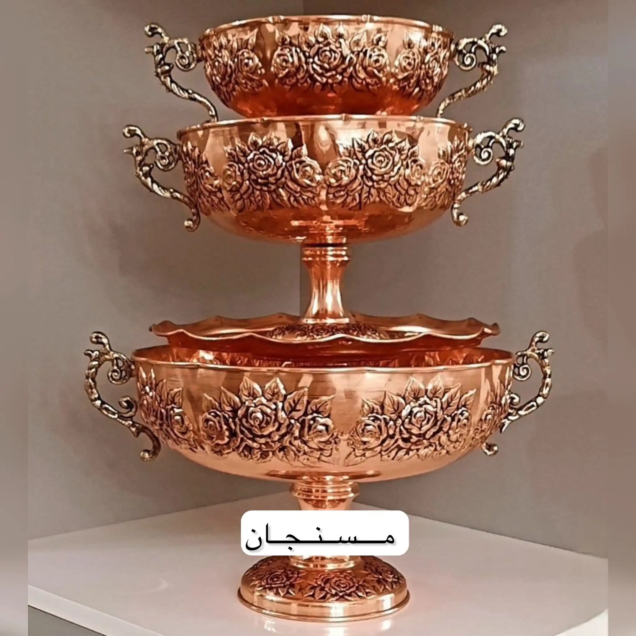 سرویس مسی نازلی (ظروف مسی دستساز زنجان با طرحهای سنتی)