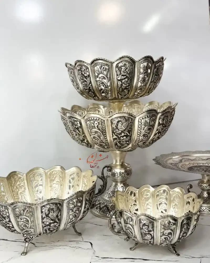 سرویس پذیرایی نقره اندود اصیل؛ تجلی هنر و شکوه در ضیافتهای شما — تصویر ۷