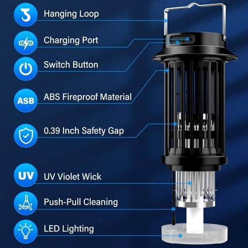پشه و مگس کش برندPALONE شارژی با چراغ LED اورجینال امازون المان — تصویر ۷