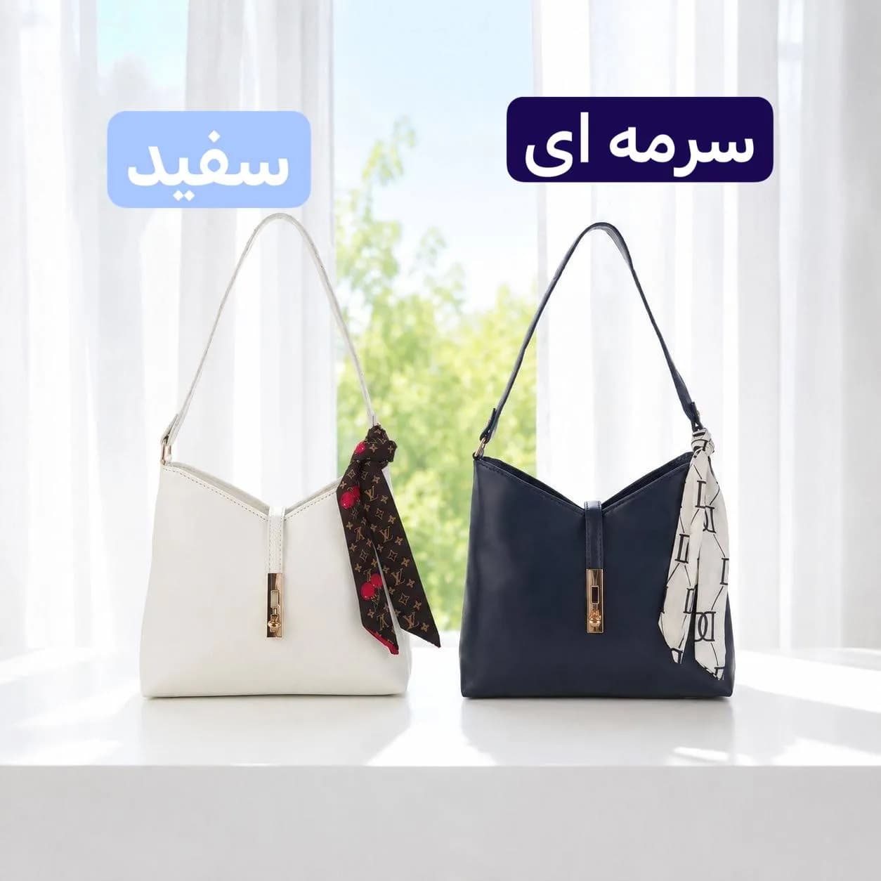 کیف زنانه چرم مصنوعی رسمی و روزمره مدل زیپ و قفل دار — تصویر ۸