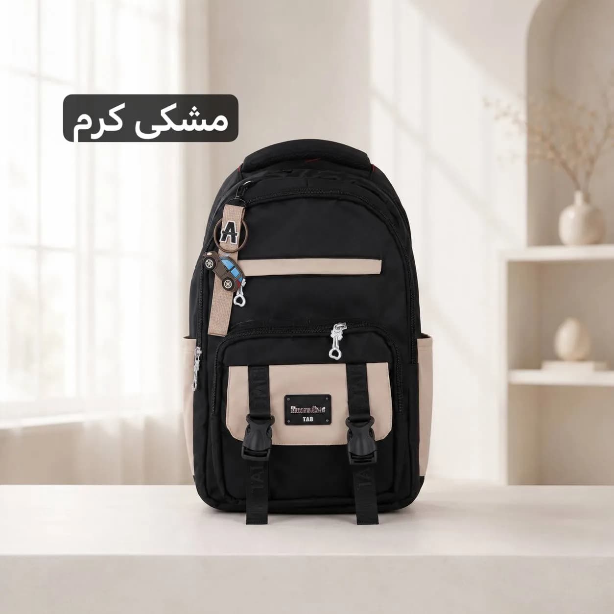 کوله پشتی مدرسه و دانشگاه پارچه ای مدل زیپی ابعاد 46 در 38 سانتیمتر — تصویر ۸