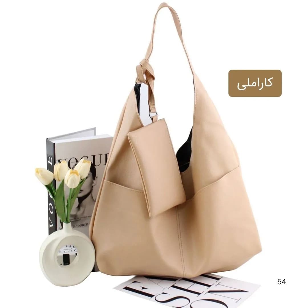 کیف زنانه چرم مصنوعی روزمره و دانشگاهی سه جیب بیرونی — تصویر ۷