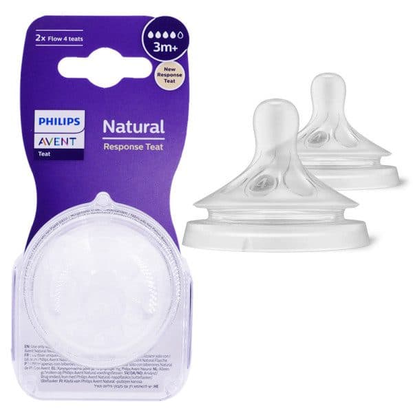 سرشیشه اونت AVENT طبیعی نچرال شماره 4 دوتایی +3m چهار قطره نسل جدید ریسپانس SCY964/02 — تصویر ۳