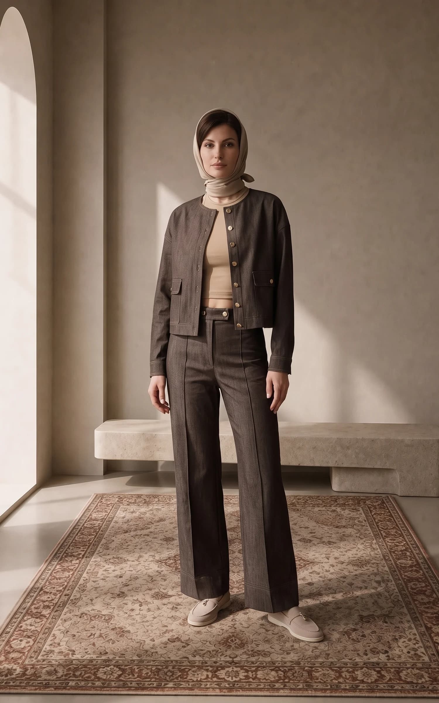 شلوار زنانه دمپا گشاد تیره nevado کد 405023151959 — تصویر ۹
