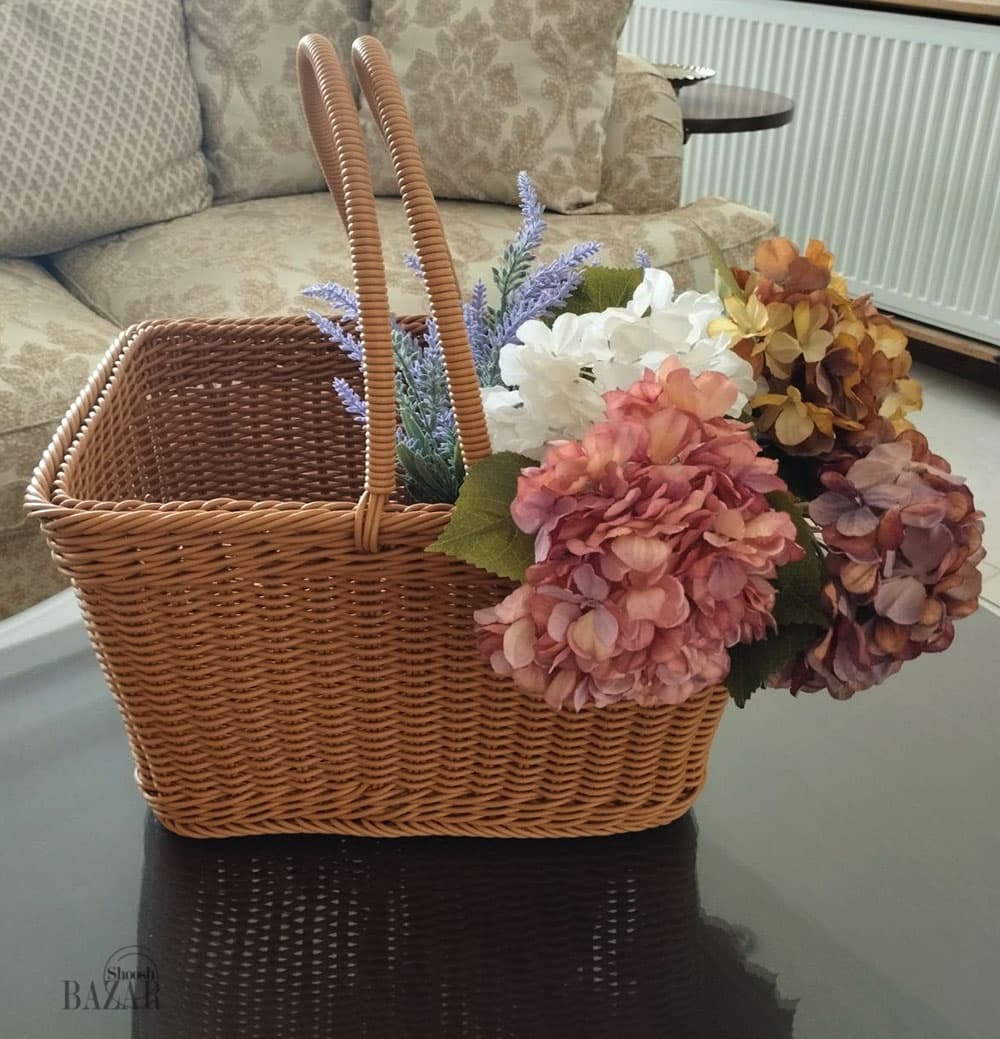 سبد حصیری دسته دار پلاستیکی پیک نیک — تصویر ۹